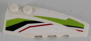 Lego Wedge 6 x 2 Right with Black, Lime and Red Stripes Pattern (Stickers) - Set 8864