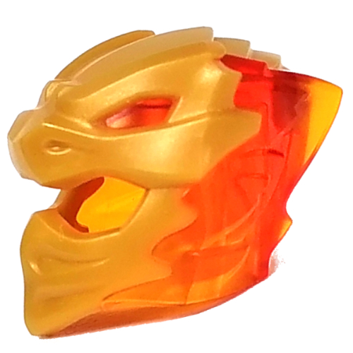 Lego Wrap / Mask with Marbled Trans-Orange Crystals Pattern / Pearl Gold