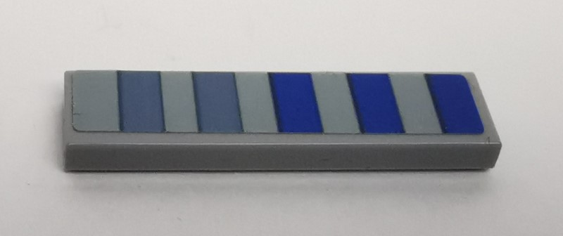 Lego Tile 1 x 4 with Blue Stripes Pattern (Sticker) - Set 75149 / Light Bluish Gray