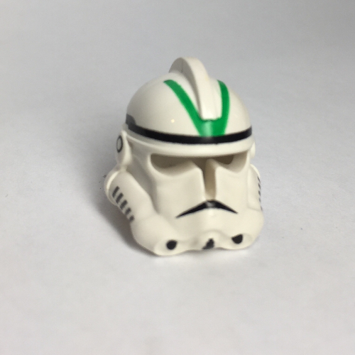 Lego Helmet Clone Trooper Phase 2, Open Front, Green Stripes Print