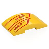 Lego Brick Curved 4 x 6 Double, 2 x 4 Cutout with Red Stars, Lines Print