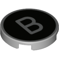 Lego Tile Round 2 x 2 with 'B' on Black Background Print