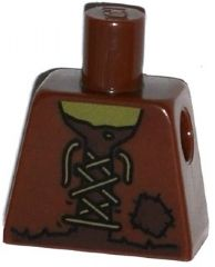 Lego Torso Vest Tattered with Laces and Patch over Dark Brown Shirt Pattern / Reddish Brown