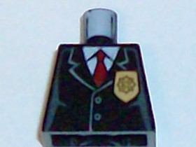 Lego Torso Police Jacket with Gold Badge and Red Tie Pattern / Black