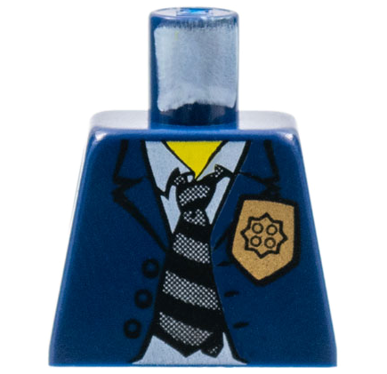 Lego Torso Police Suit with Gold Badge and Striped Tie Pattern / Dark Blue