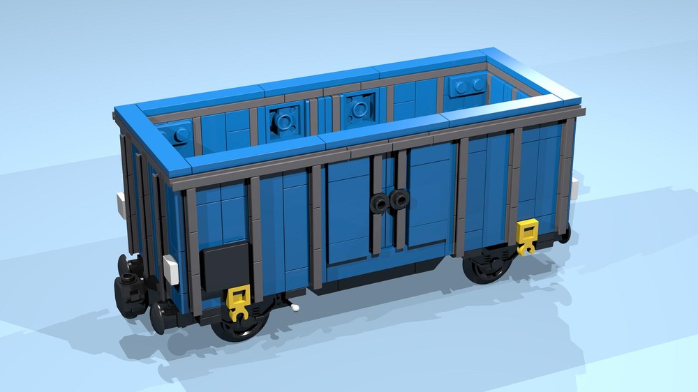 Lego 4-Wheel Open Wagon (9 studs wide, SNOT, blue)