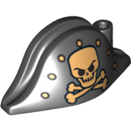 Lego Hat Pirate Bicorne with Gold Skull, Crossbones and Dots Print