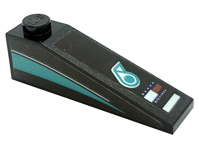 Lego Slope 18 4 x 1 with Petronas and Tommy Hilfiger Logos, Dark Turquoise Stripe and Silver Line on Both Sides Pattern (Stickers) - Set 76909