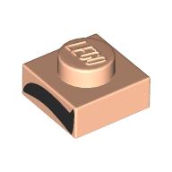 Lego Plate 1 x 1 with Black Eyebrow, Right Print / Light Nougat