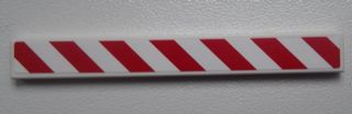 Lego Tile 1 x 8 with Red and White Danger Stripes Pattern Model Right Side (Sticker) - Set 60017