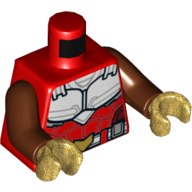 Lego Torso Armor, White Chest Plate, Belt with Gold Buckle Print, Reddish Brown Arms, Pearl Gold Hands / Red