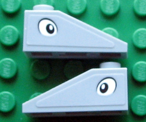 Lego Slope 33 3 x 1 with Black and White Eye on Light Bluish Gray Background Pattern on Both Sides (Stickers) - Set 10196 / Light Bluish Gray