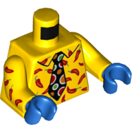 Lego Torso Shirt with Peppers, Black Tie with Dots print, Yellow Arms with Peppers Print, Blue Hands