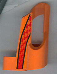 Lego Technic, Panel Fairing # 6 Small Short, Large Hole, Side B with Black Curved Lines, Red Checkered Pattern (Sticker) - Set 8473