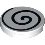 Lego Tile Round 2 x 2 with Black Spiral Print