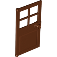 Lego Door 1 x 4 x 6 with 4 Panes and Stud Handle / Reddish Brown