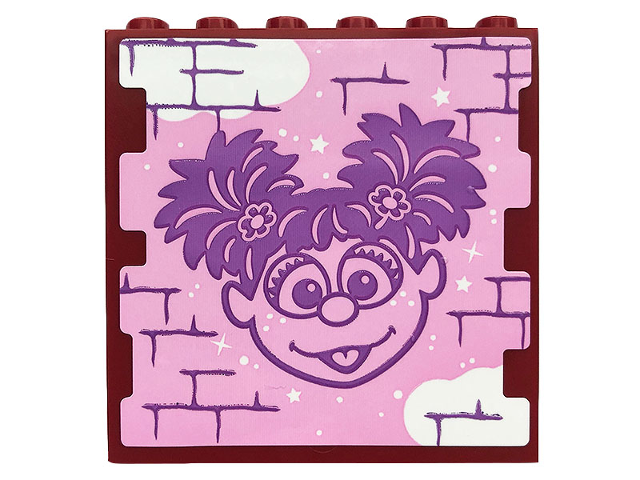 Lego Panel 1 x 6 x 5 with Abby Cadabby Graffiti on Brick Wall Pattern (Sticker) - Set 21324 / Dark Red