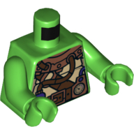 Lego Torso Turtle Shell with Gauge and Purple Diving Bottles Print, Bright Green Arms and Hands / Bright Green