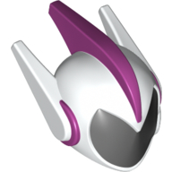 Lego Helmet with Black Visor, 2 Long Earpieces, and 1 Long Central Magenta Spike / Magenta