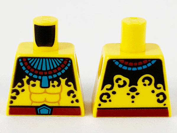 Lego Torso Dark Azure and Dark Red Armor, Belt and Black Spots Pattern / Yellow