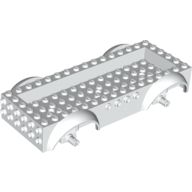 Lego Vehicle Base 8 x 16 with Wheel Arches, Front and Side Studs, and 4 x 14 Recessed Studded Section, 3 Holes, White Wheel Clip Pins