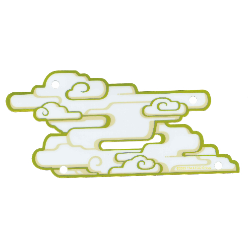 Lego Cloud, 4 Holes, Yellow and Gold Trim Print / White