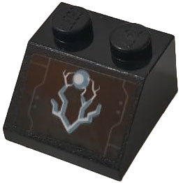 Lego Slope 45 2 x 2 with Blue Flame of Energy on Black Background Pattern (Sticker) - Set 76102 / Black