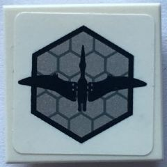 Lego Tile, Modified 2 x 2 Inverted with Dino Pteranodon on Hexagons Pattern (Sticker) - Set 75915