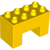 Lego Duplo Brick 2 x 4 x 2 with 2 x 2 Square Arch / Yellow