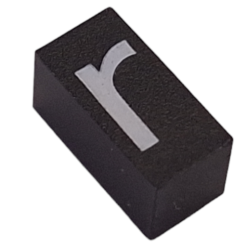 Lego Modulex Tile 1 x 2 with White 'r' Print, without Internal Supports