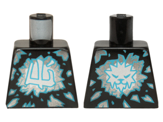 Lego Torso Ninjago with Dark Azure and Silver Shards and White Ninjago Logogram 'Ice' Pattern / Black