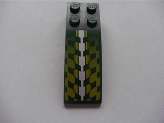 Lego Slope, Curved 6 x 2 with White and Lime Checkered Pattern (Sticker) - Set 8138