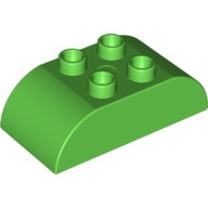 Lego Duplo Brick 2 x 4 Curved Top / Bright Green