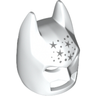 Lego Mask, Batman Cowl, Silver Stars, Dots print / White