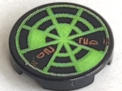 Lego Tile, Round 2 x 2 with Neon Green Radar Type 6 Pattern (Sticker) - Set 7692
