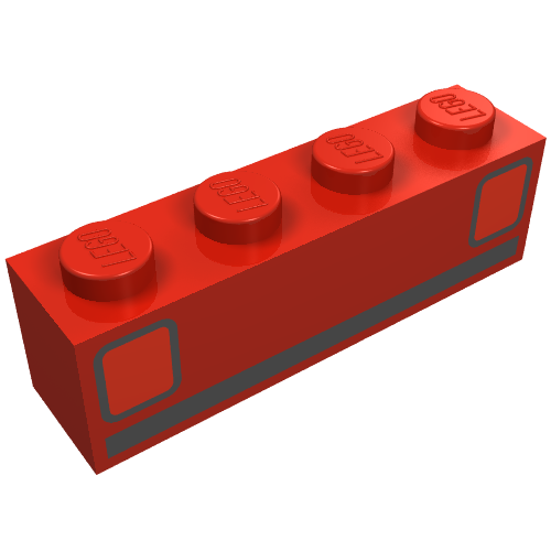 Lego Brick 1 x 4 with Basic Car Tail-lights Print / Red