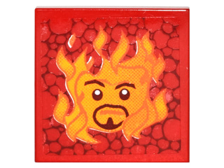 Lego Tile 2 x 2 with Sirius Black's Face in Flames Pattern (Sticker) - Set 4842 / Red