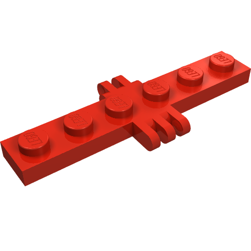 Lego Hinge Plate 1 x 6 with 2 and 3 Fingers On Sides / Red