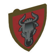Lego Shield Triangular with Dark Red and Silver & Black Adric Bull Print