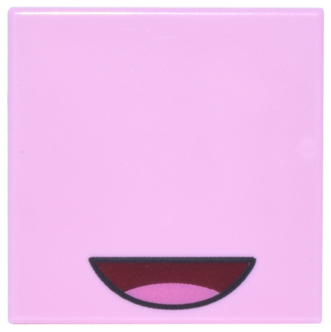 Lego Tile 2 x 2 with Dark Red Mouth with Dark Pink Tongue Pattern (Pokémon Jigglypuff Mouth) / Bright Pink
