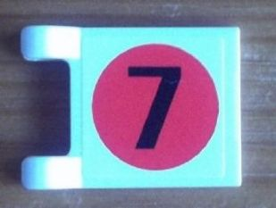 Lego Flag 2 x 2 Square with Flat Edge with Number 7 in Japan Flag Pattern on Both Sides (Stickers) - Set 8679