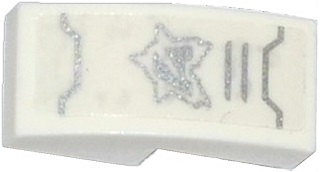 Lego Slope, Curved 2 x 1 x 2/3 with Silver Ultra Agents Logo and Grille Pattern (Sticker) - Set 70167 / White