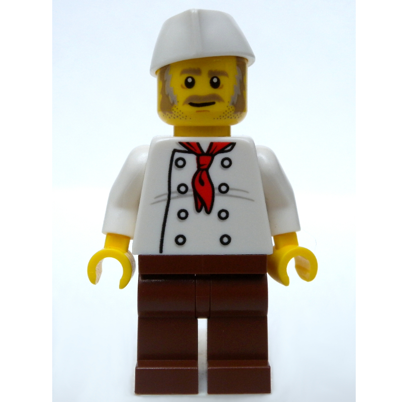 Lego Chef - White Torso, Reddish Brown Legs