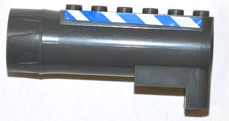 Lego Air Blast Launcher Receiver (Racers) with Blue and White Danger Stripes Pattern on Both Sides (Stickers) - Set 7970