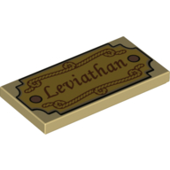 Lego Tile 2 x 4 with 'Leviathan' Print / Tan