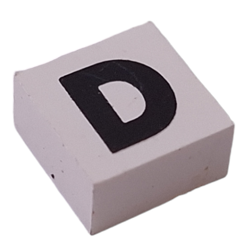 Lego Modulex Tile 2 x 2 with Black 'D' Print, Black Internal Lining, No Dot