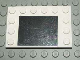 Lego Tile, Modified 4 x 6 with Studs on Edges with Mirror Pattern (Sticker) - Set 5942 / White
