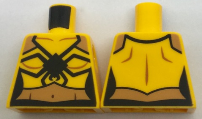 Lego Torso Female Top with Black Spider and Medium Nougat Waist Pattern / Bright Light Orange