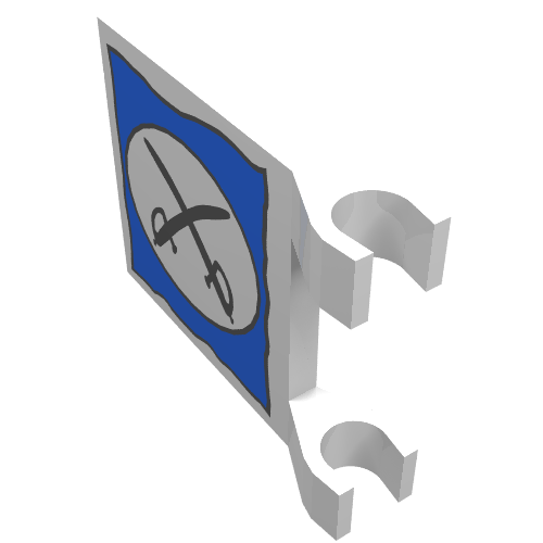 Lego Flag 2 x 2 [Thin Clips] with Cavalry Logo Print / White