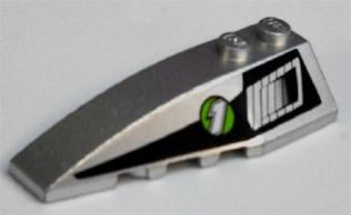 Lego Wedge 6 x 2 Left with Air Vent and '1' in Lime Circle Pattern (Sticker) - Set 8647